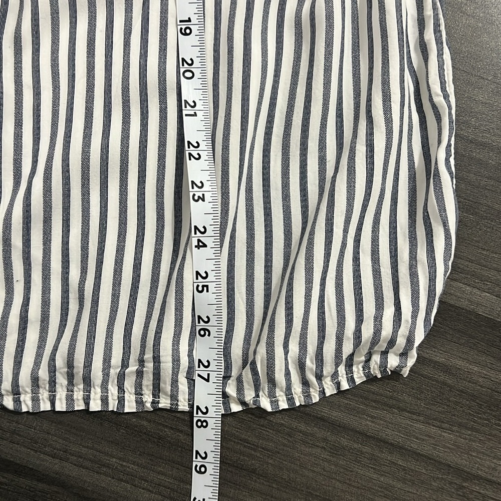 Mia Moda Womens Blue and White Striped Baby Doll Mini Summer Dress Elastic Neck - Picture 9 of 9